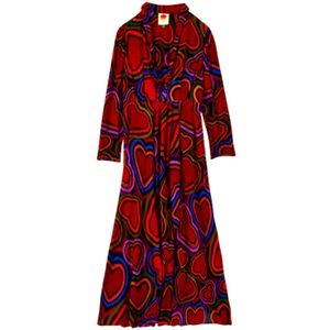 FARM Rio Rainbow Wild Hearts Multicolor Abstract Long Sleeve Boho Maxi Dress NWT